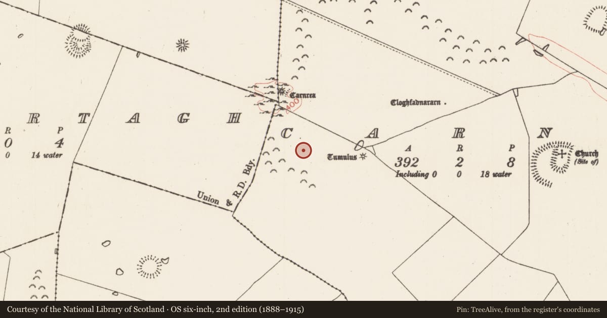 Ordnance Survey six-inch map, 2nd edition (1888–1915) covering the location of House - indeterminate date, Carns, County Roscommon, with a pin at the register's coordinates