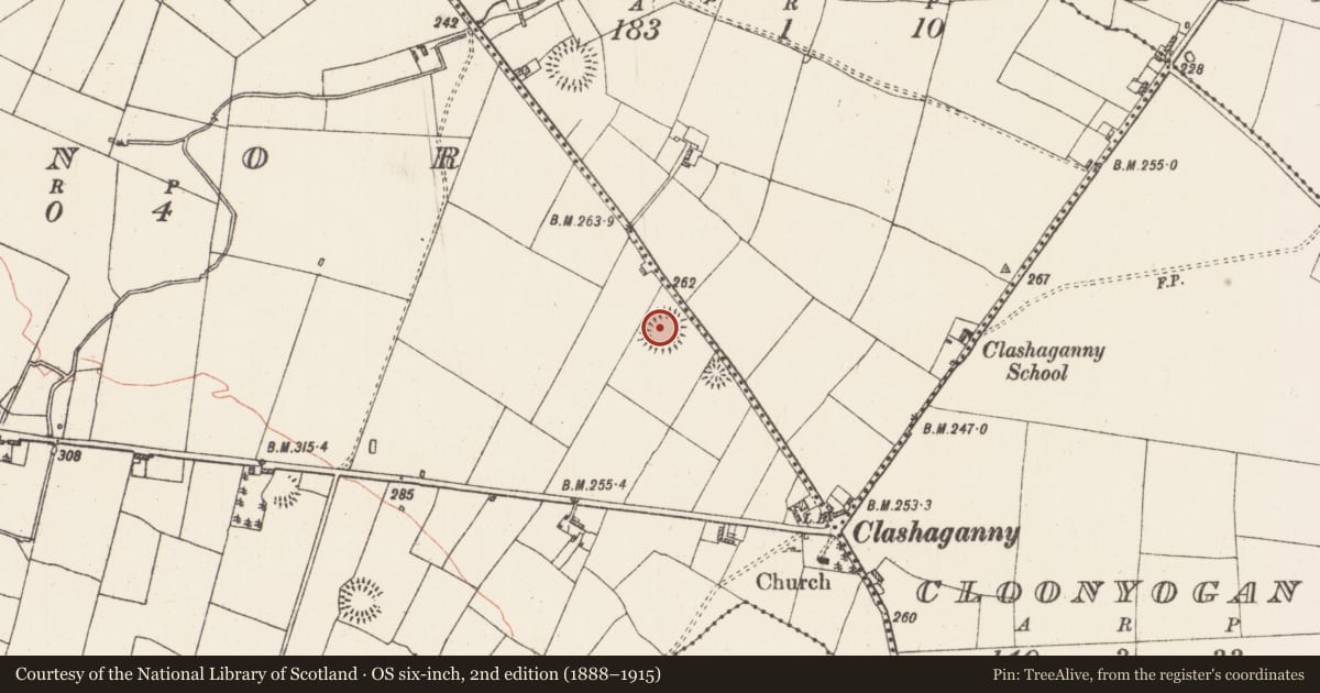 Ordnance Survey six-inch map, 2nd edition (1888–1915) covering the location of Ringfort - rath, Manor, County Roscommon, with a pin at the register's coordinates