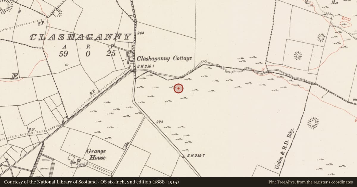 Ordnance Survey six-inch map, 2nd edition (1888–1915) covering the location of House - indeterminate date, Grange, County Roscommon, with a pin at the register's coordinates