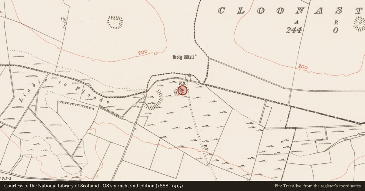Ordnance Survey six-inch map, 2nd edition (1888–1915) covering the location of House - indeterminate date, Ballyglass, County Roscommon, with a pin at the register's coordinates