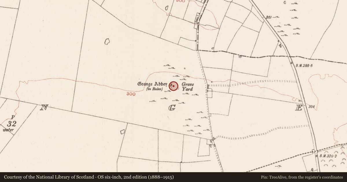 Ordnance Survey six-inch map, 2nd edition (1888–1915) covering the location of Graveyard, Grange, County Roscommon, with a pin at the register's coordinates