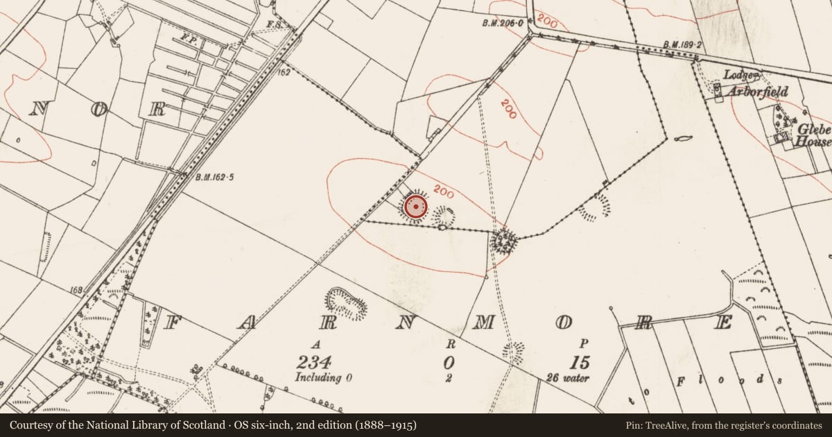 Ordnance Survey six-inch map, 2nd edition (1888–1915) covering the location of Ringfort - rath, Farnbeg, County Roscommon, with a pin at the register's coordinates