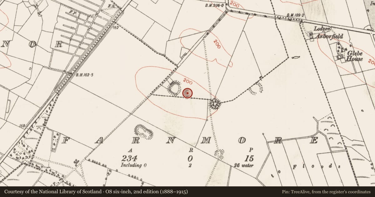 Ordnance Survey six-inch map, 2nd edition (1888–1915) covering the location of Ringfort - rath, Farnbeg, County Roscommon, with a pin at the register's coordinates