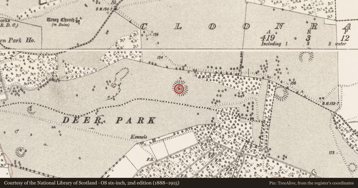 Ordnance Survey six-inch map, 2nd edition (1888–1915) covering the location of Enclosure, Cloonradoon, County Roscommon, with a pin at the register's coordinates