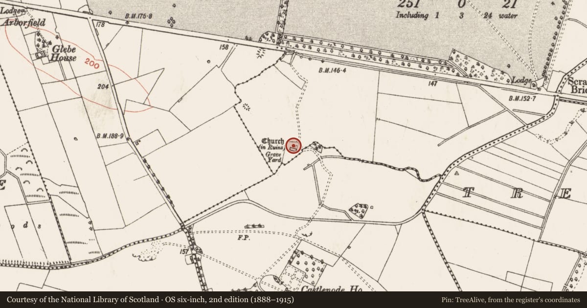 Ordnance Survey six-inch map, 2nd edition (1888–1915) covering the location of Building, Bumlin, County Roscommon, with a pin at the register's coordinates