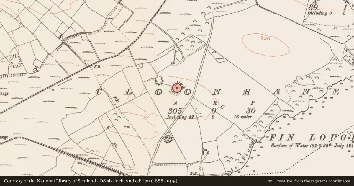 Ordnance Survey six-inch map, 2nd edition (1888–1915) covering the location of Ringfort - rath, Cloonrane, County Roscommon, with a pin at the register's coordinates
