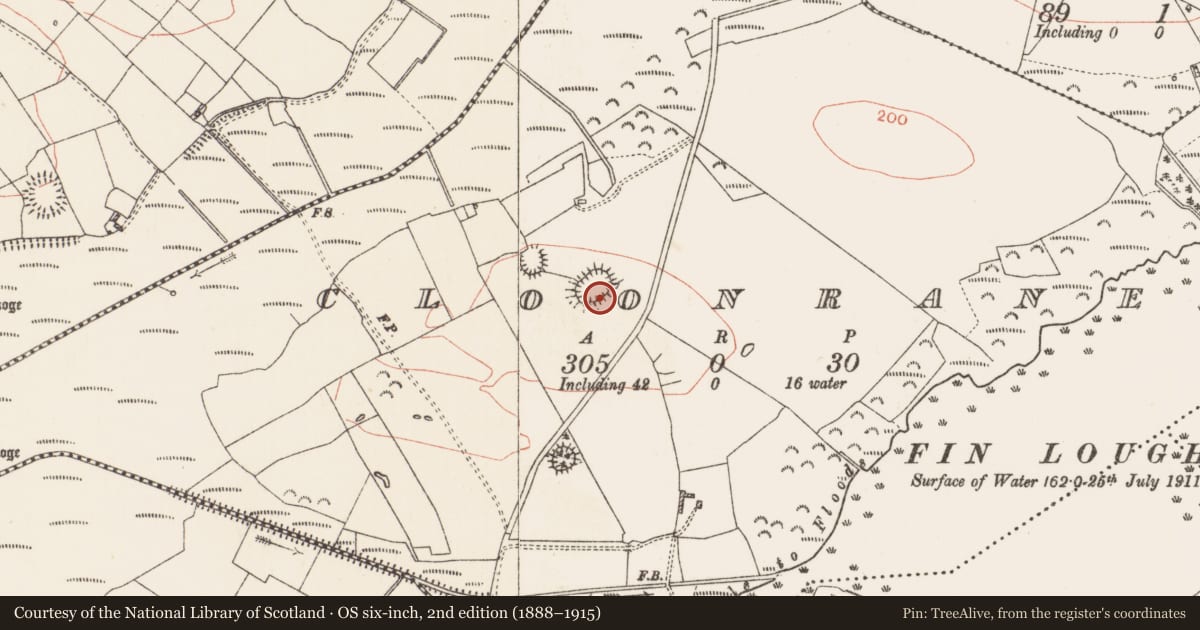 Ordnance Survey six-inch map, 2nd edition (1888–1915) covering the location of Kiln, Cloonrane, County Roscommon, with a pin at the register's coordinates