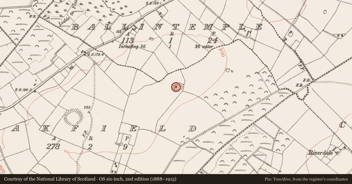 Ordnance Survey six-inch map, 2nd edition (1888–1915) covering the location of Ringfort - rath, Oakfield, County Roscommon, with a pin at the register's coordinates