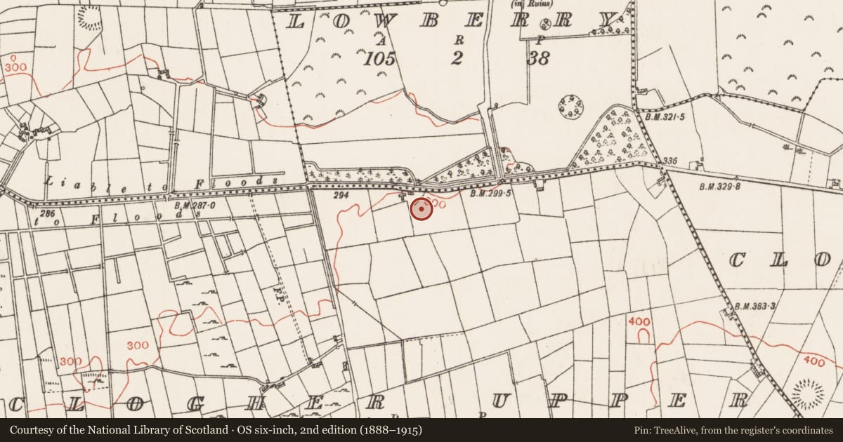Ordnance Survey six-inch map, 2nd edition (1888–1915) covering the location of Ringfort - rath, Clogher Upper, County Roscommon, with a pin at the register's coordinates