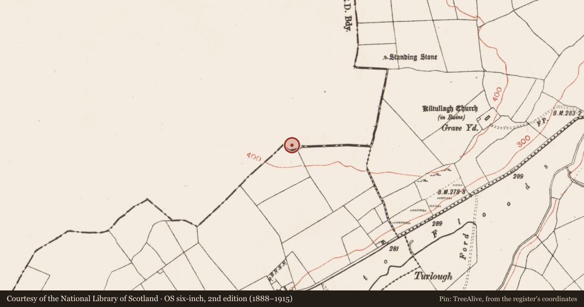 Ordnance Survey six-inch map, 2nd edition (1888–1915) covering the location of Ringfort - rath, Moigh Upper, County Roscommon, with a pin at the register's coordinates