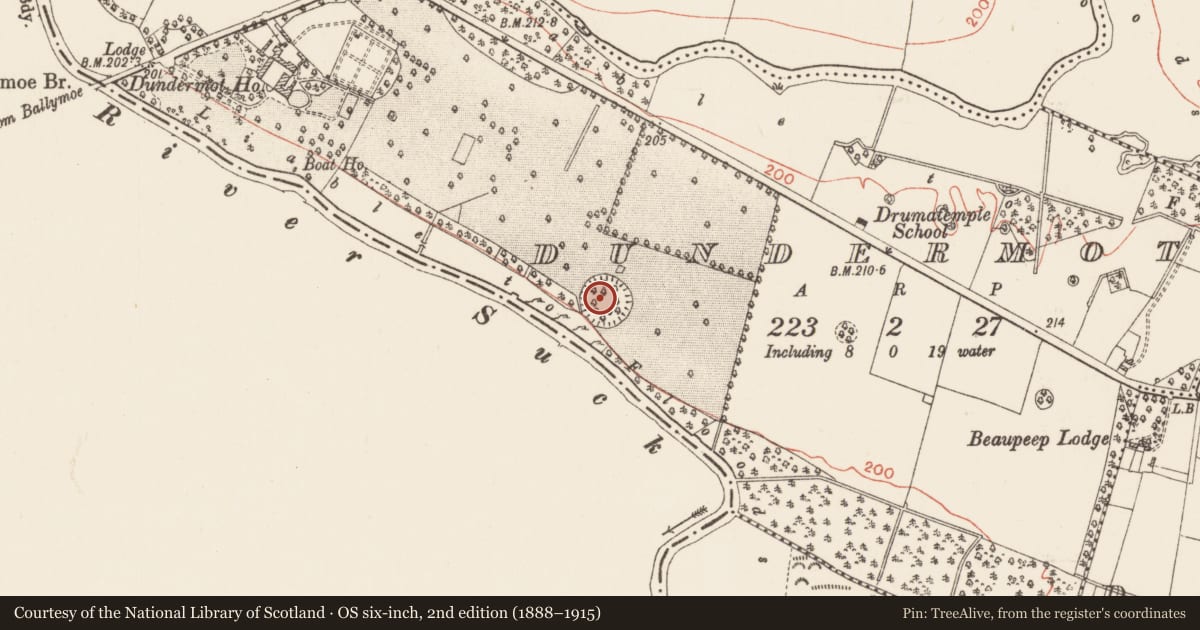 Ordnance Survey six-inch map, 2nd edition (1888–1915) covering the location of Ringfort - rath, Dundermot, County Roscommon, with a pin at the register's coordinates