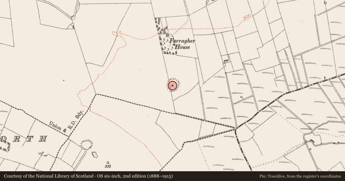 Ordnance Survey six-inch map, 2nd edition (1888–1915) covering the location of Ringfort - rath, Newtown Farragher, County Roscommon, with a pin at the register's coordinates