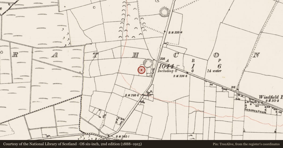 Ordnance Survey six-inch map, 2nd edition (1888–1915) covering the location of Ringfort - rath, Rathconor, County Roscommon, with a pin at the register's coordinates