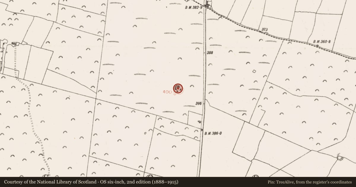 Ordnance Survey six-inch map, 2nd edition (1888–1915) covering the location of Barrow - ring-barrow, Coolteige, County Roscommon, with a pin at the register's coordinates