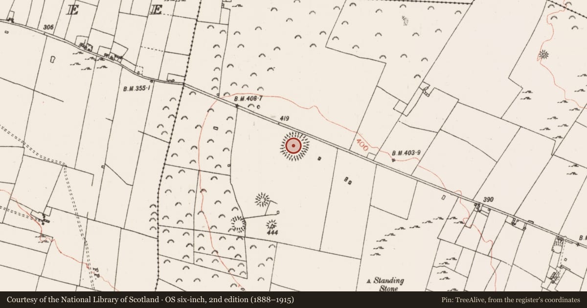 Ordnance Survey six-inch map, 2nd edition (1888–1915) covering the location of Ringfort - rath, Mullymucks, County Roscommon, with a pin at the register's coordinates