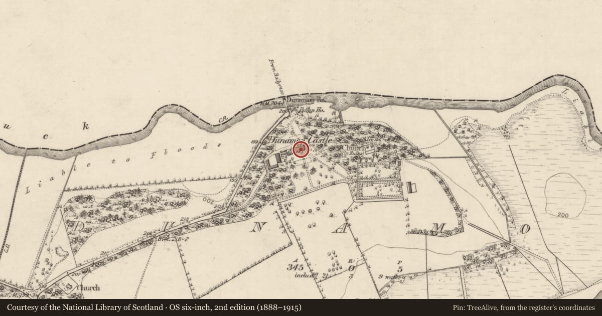 Ordnance Survey six-inch map, 2nd edition (1888–1915) covering the location of House - fortified house, Dunamon, County Roscommon, with a pin at the register's coordinates