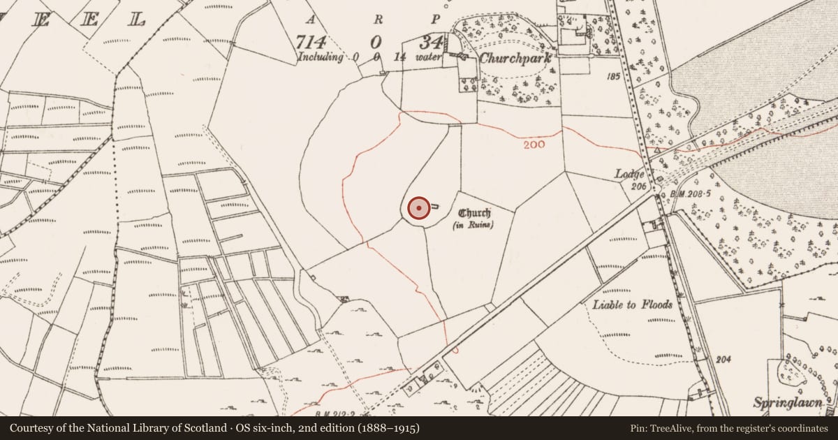 Ordnance Survey six-inch map, 2nd edition (1888–1915) covering the location of Ecclesiastical enclosure, Tromaun, County Roscommon, with a pin at the register's coordinates