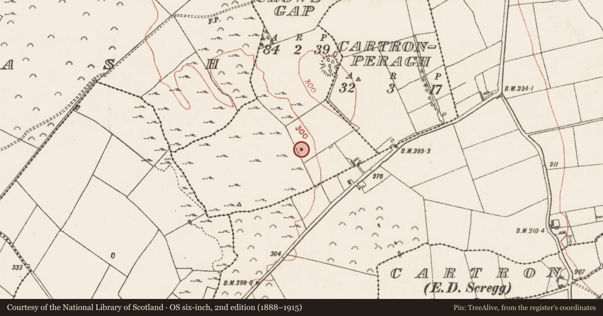 Ordnance Survey six-inch map, 2nd edition (1888–1915) covering the location of Sweathouse, Crowsgap, County Roscommon, with a pin at the register's coordinates