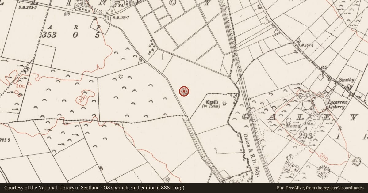 Ordnance Survey six-inch map, 2nd edition (1888–1915) covering the location of Ringfort - rath, Killinvoy, County Roscommon, with a pin at the register's coordinates