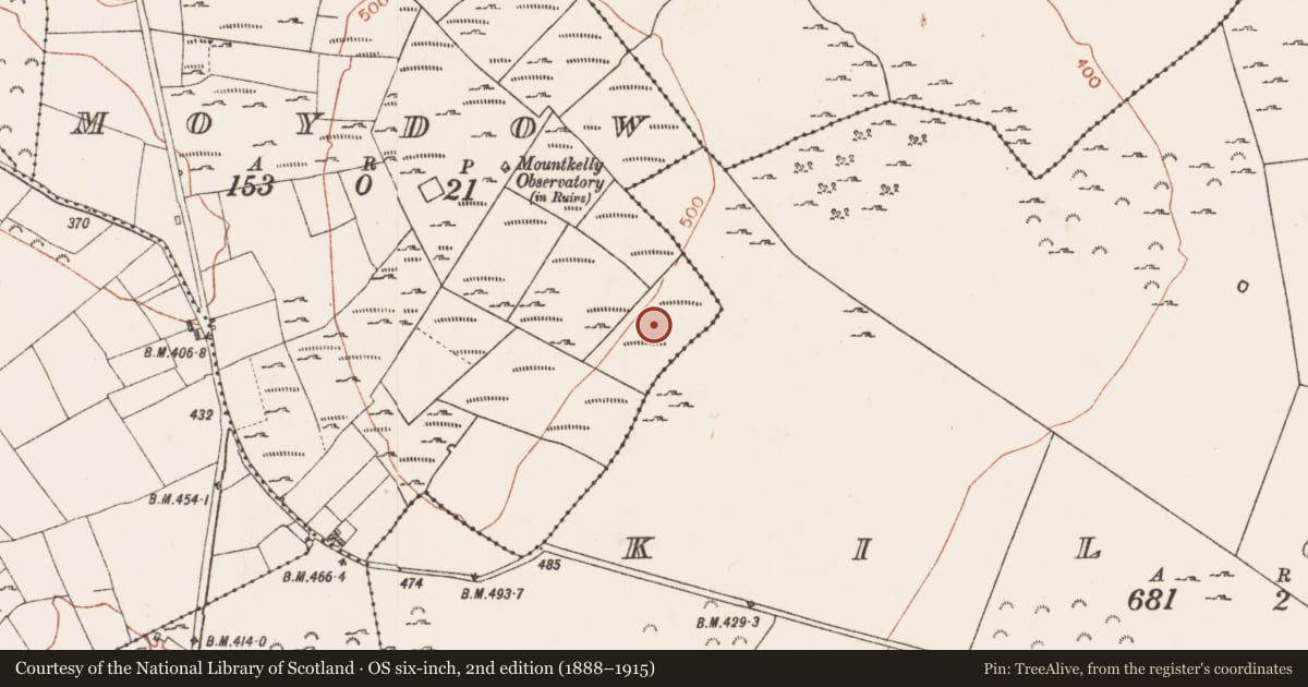 Ordnance Survey six-inch map, 2nd edition (1888–1915) covering the location of Castle - unclassified, Moydow, County Roscommon, with a pin at the register's coordinates