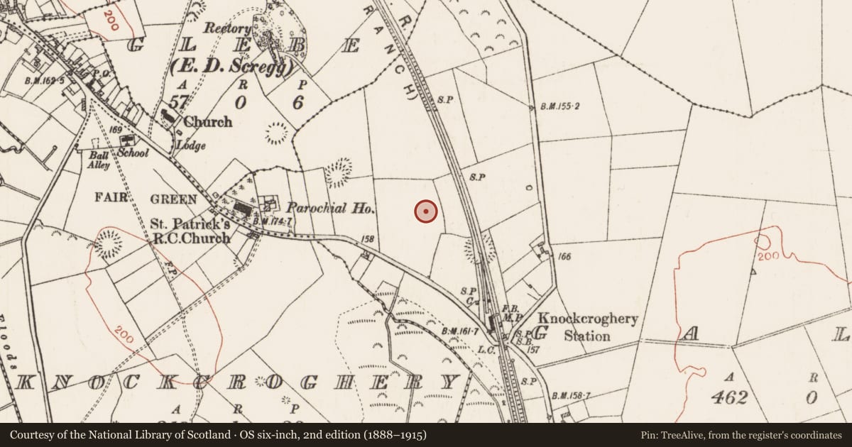 Ordnance Survey six-inch map, 2nd edition (1888–1915) covering the location of Hearth, Galey, County Roscommon, with a pin at the register's coordinates