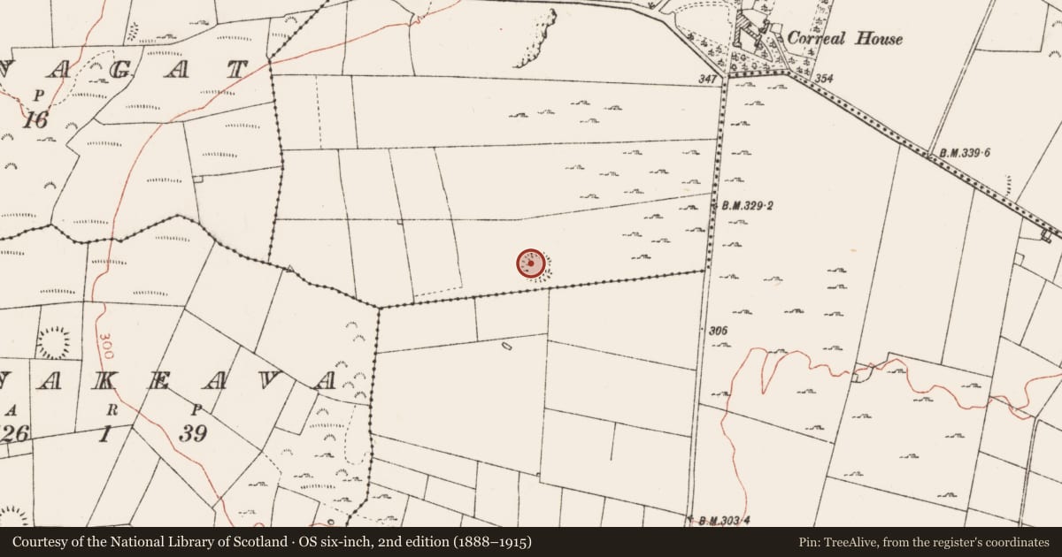 Ordnance Survey six-inch map, 2nd edition (1888–1915) covering the location of Ringfort - rath, Correal, County Roscommon, with a pin at the register's coordinates
