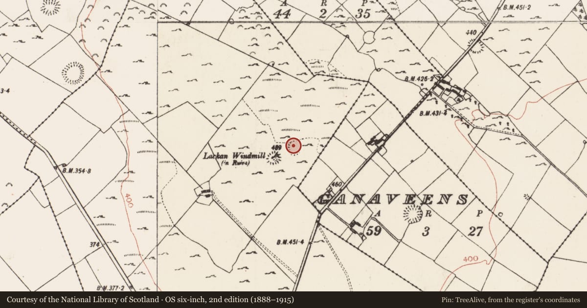 Ordnance Survey six-inch map, 2nd edition (1888–1915) covering the location of Ringfort - cashel, Lackan, County Roscommon, with a pin at the register's coordinates