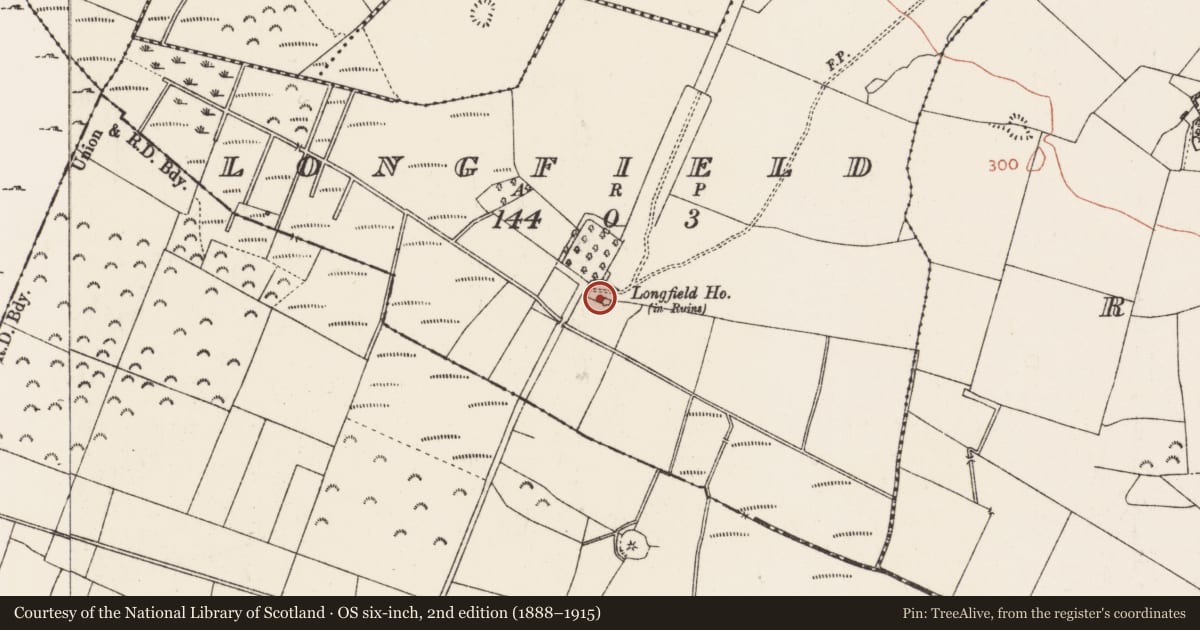 Ordnance Survey six-inch map, 2nd edition (1888–1915) covering the location of House - 17th century, Longfield, County Roscommon, with a pin at the register's coordinates
