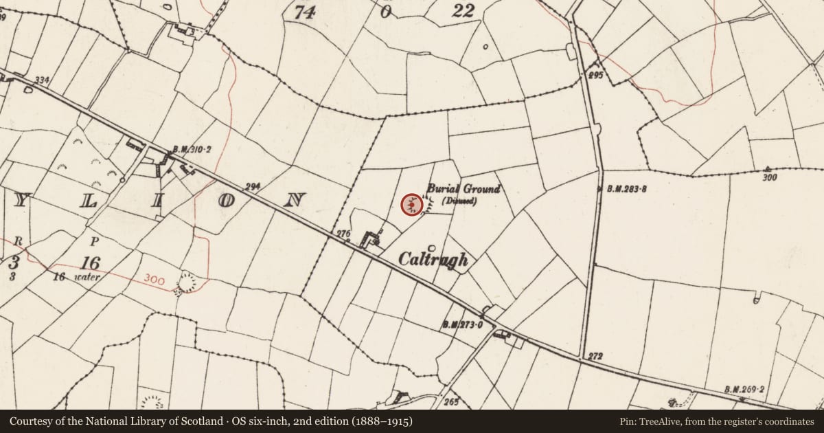 Ordnance Survey six-inch map, 2nd edition (1888–1915) covering the location of Burial ground, Coolnageer, County Roscommon, with a pin at the register's coordinates