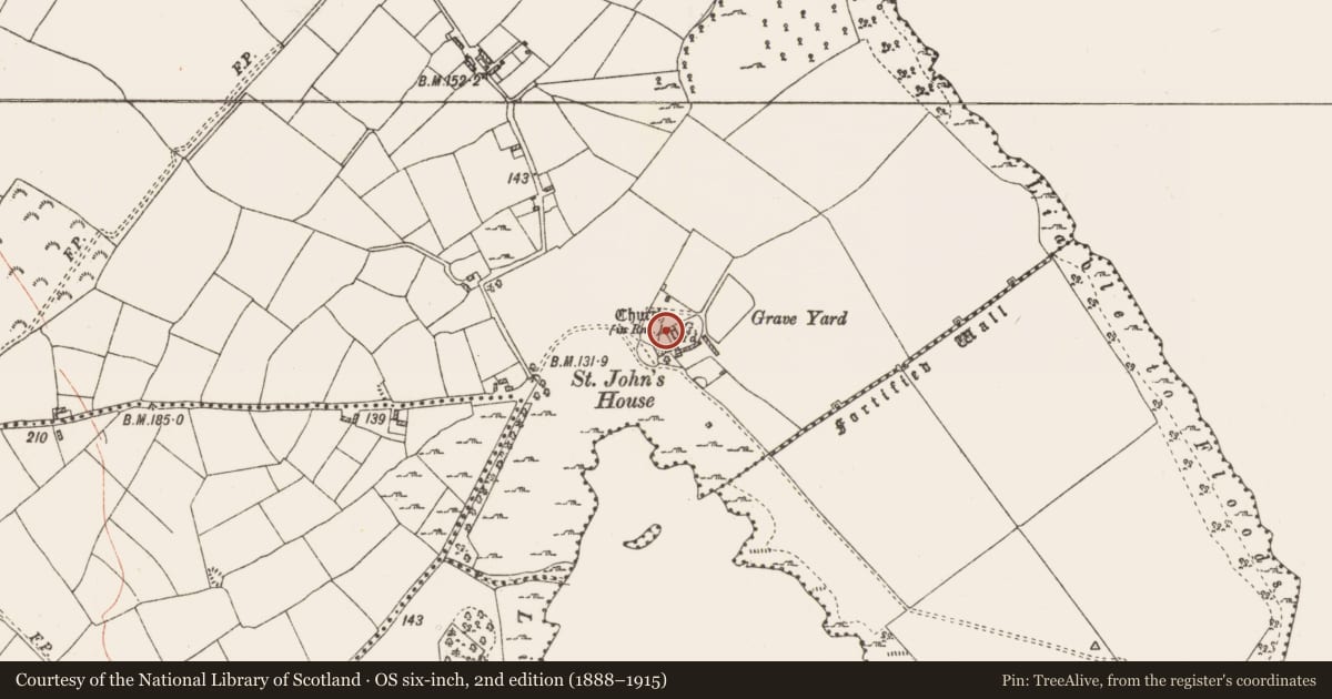 Ordnance Survey six-inch map, 2nd edition (1888–1915) covering the location of Religious house - Fratres Cruciferi, Rinnagan, County Roscommon, with a pin at the register's coordinates