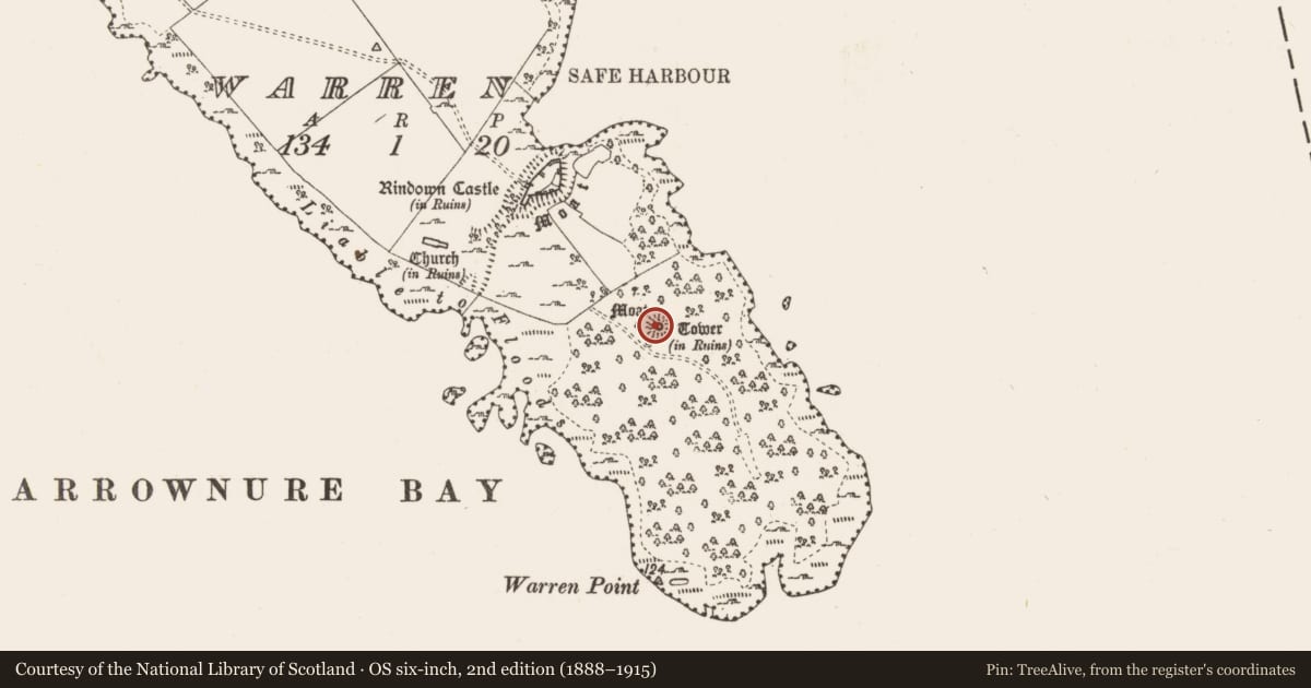 Ordnance Survey six-inch map, 2nd edition (1888–1915) covering the location of Windmill, Warren, County Roscommon, with a pin at the register's coordinates