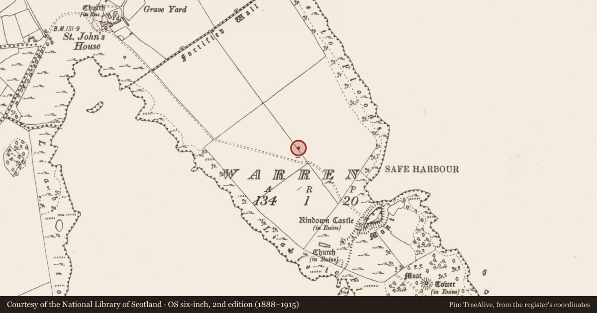 Ordnance Survey six-inch map, 2nd edition (1888–1915) covering the location of Field boundary, Warren, County Roscommon, with a pin at the register's coordinates