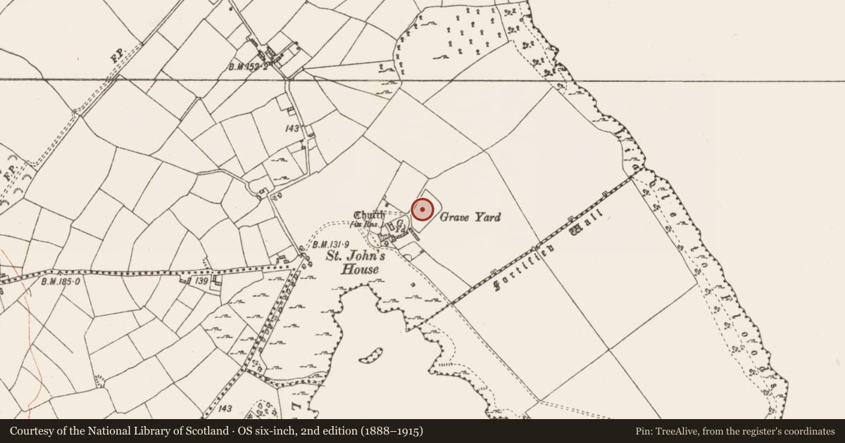 Ordnance Survey six-inch map, 2nd edition (1888–1915) covering the location of Cross-slab, Rinnagan, County Roscommon, with a pin at the register's coordinates
