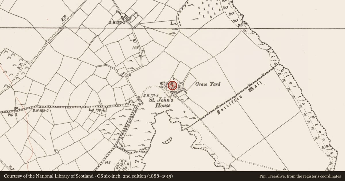 Ordnance Survey six-inch map, 2nd edition (1888–1915) covering the location of Building, Rinnagan, County Roscommon, with a pin at the register's coordinates