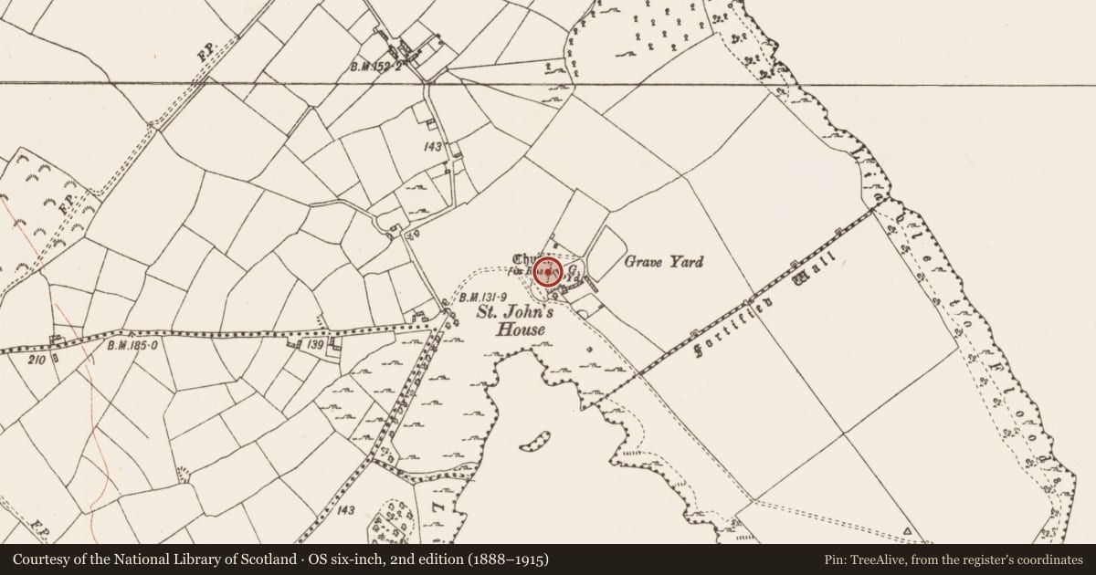 Ordnance Survey six-inch map, 2nd edition (1888–1915) covering the location of Architectural fragment, Rinnagan, County Roscommon, with a pin at the register's coordinates