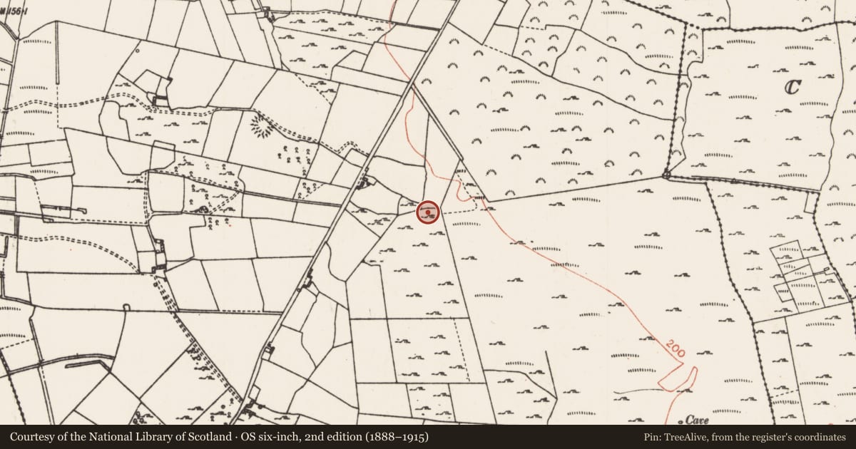 Ordnance Survey six-inch map, 2nd edition (1888–1915) covering the location of Ringfort - cashel, Coolatober, County Roscommon, with a pin at the register's coordinates