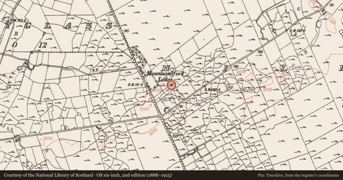 Ordnance Survey six-inch map, 2nd edition (1888–1915) covering the location of Enclosure, Milltown, County Roscommon, with a pin at the register's coordinates