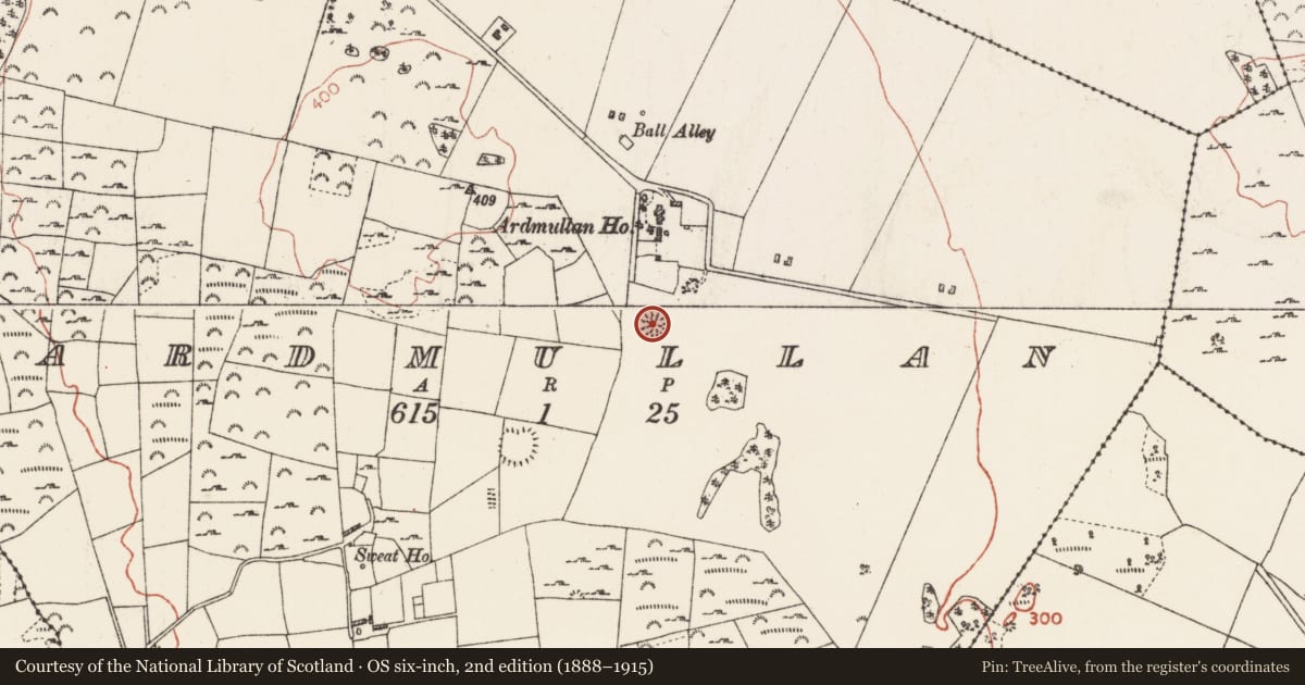 Ordnance Survey six-inch map, 2nd edition (1888–1915) covering the location of Ringfort - rath, Ardmullan, County Roscommon, with a pin at the register's coordinates