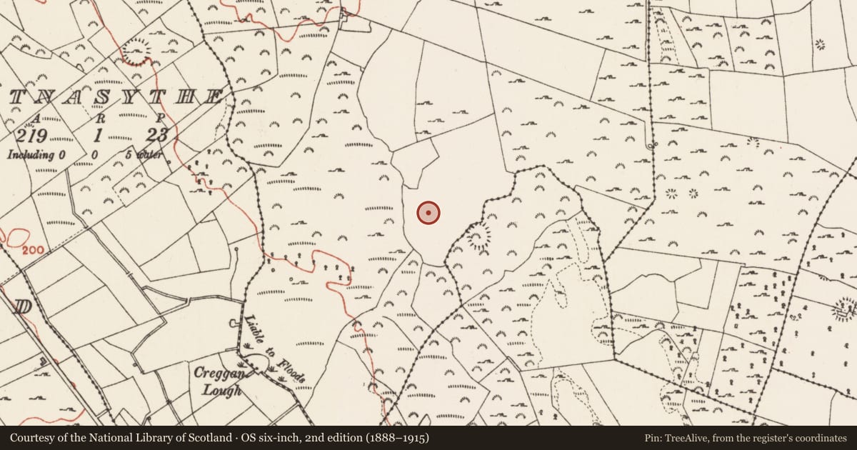 Ordnance Survey six-inch map, 2nd edition (1888–1915) covering the location of Enclosure, Carrowkeeny, County Roscommon, with a pin at the register's coordinates
