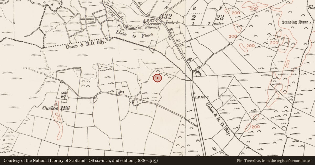 Ordnance Survey six-inch map, 2nd edition (1888–1915) covering the location of Ringfort - rath, Coolfree, County Roscommon, with a pin at the register's coordinates