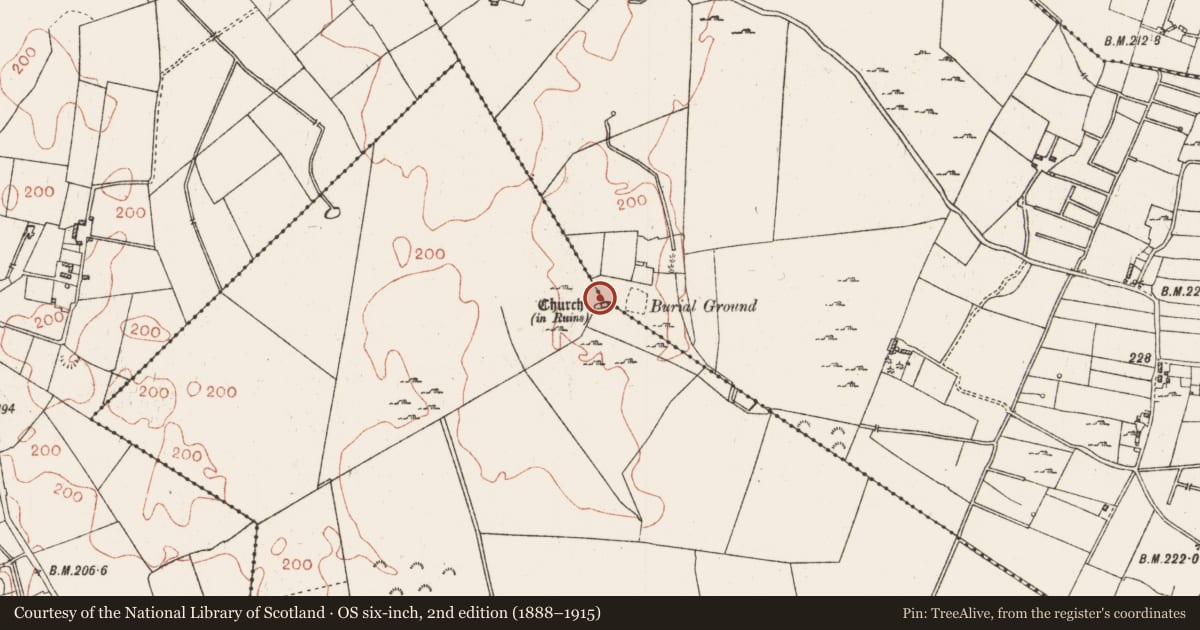 Ordnance Survey six-inch map, 2nd edition (1888–1915) covering the location of Religious house - Augustinian, of Arrouaise nuns, Cloonoghil, Corraree And Ballygatta, County Roscommon, with a pin at the register's coordinates