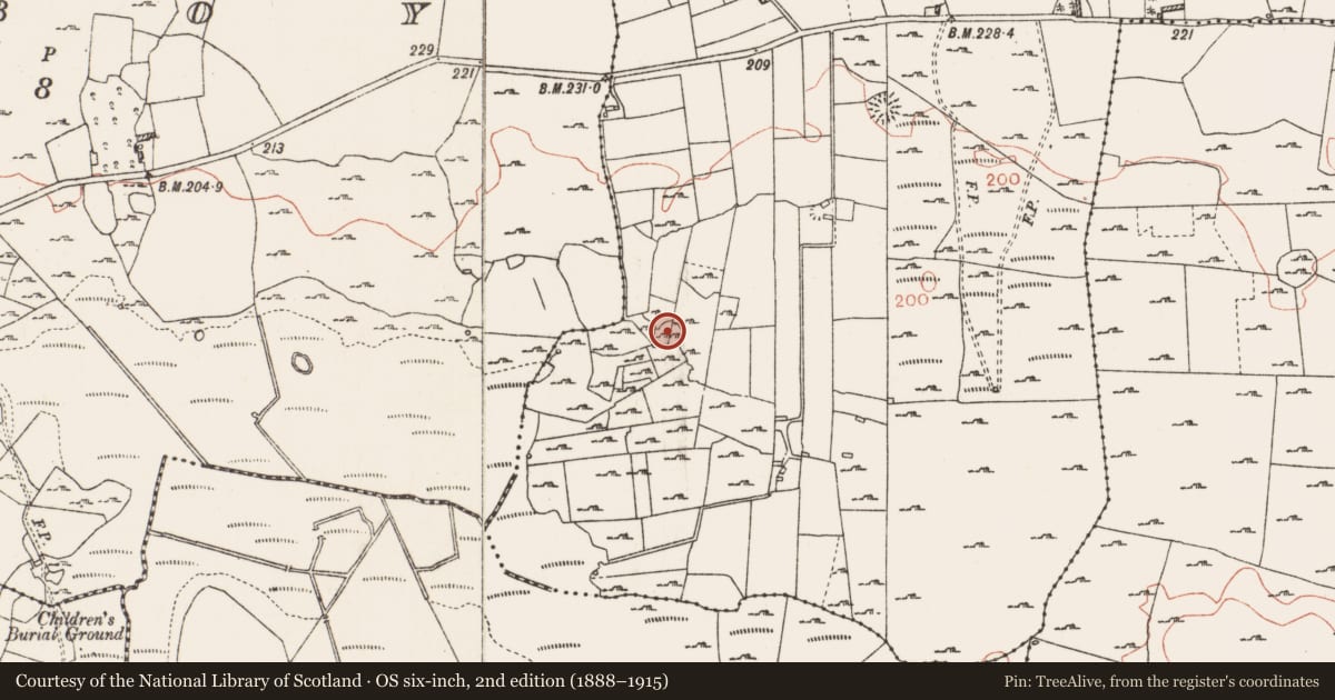 Ordnance Survey six-inch map, 2nd edition (1888–1915) covering the location of Concentric enclosure, Tobermacloughlin, County Roscommon, with a pin at the register's coordinates