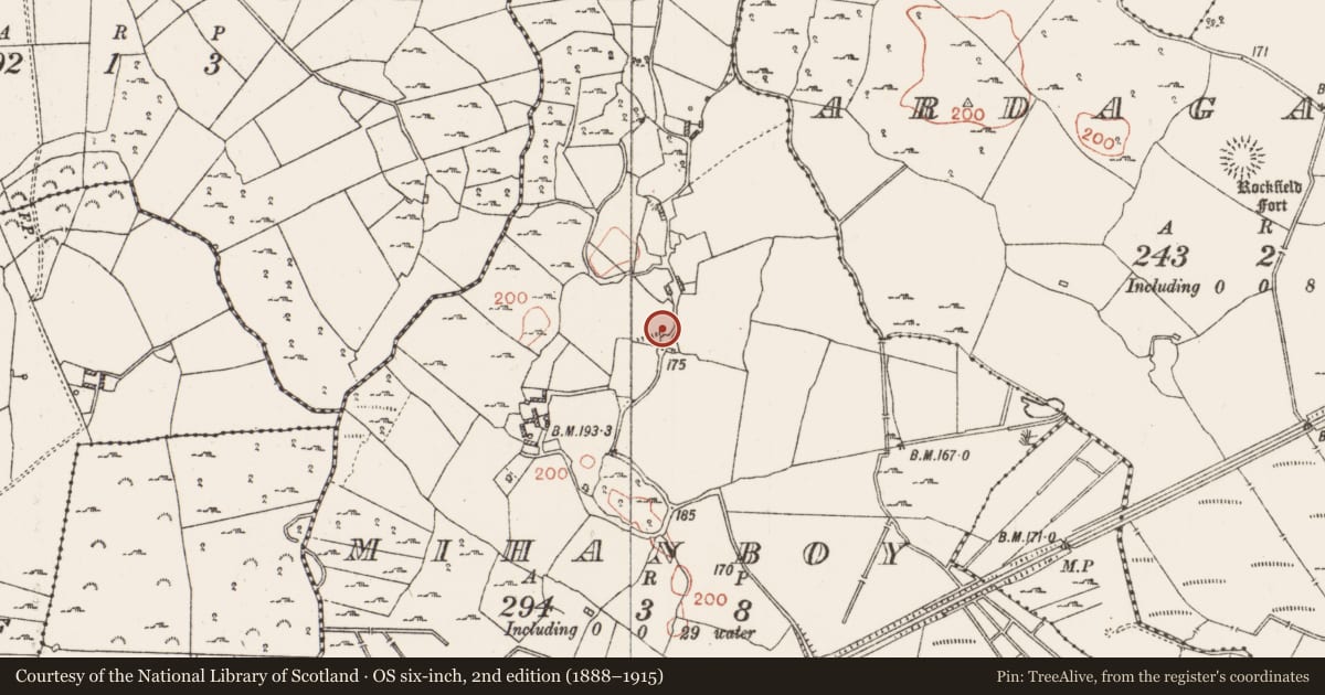 Ordnance Survey six-inch map, 2nd edition (1888–1915) covering the location of Sweathouse, Mihanboy, County Roscommon, with a pin at the register's coordinates