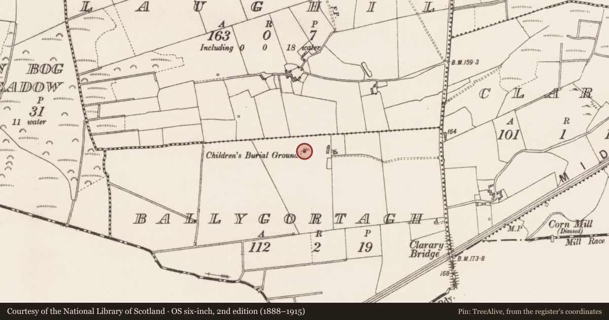 Ordnance Survey six-inch map, 2nd edition (1888–1915) covering the location of Ringfort - cashel, Ballygortagh, County Roscommon, with a pin at the register's coordinates