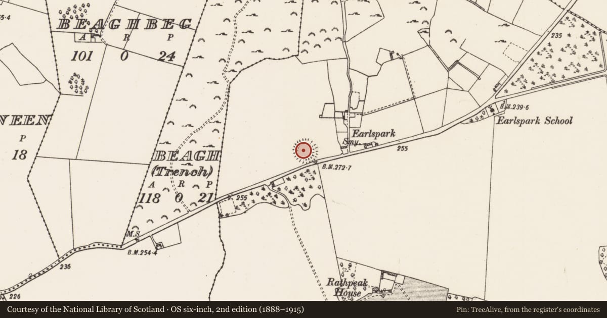 Ordnance Survey six-inch map, 2nd edition (1888–1915) covering the location of Ringfort - rath, Rathpeak, County Roscommon, with a pin at the register's coordinates