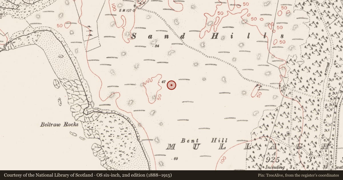 Ordnance Survey six-inch map, 2nd edition (1888–1915) covering the location of Midden, Mullaghmore, County Sligo, with a pin at the register's coordinates