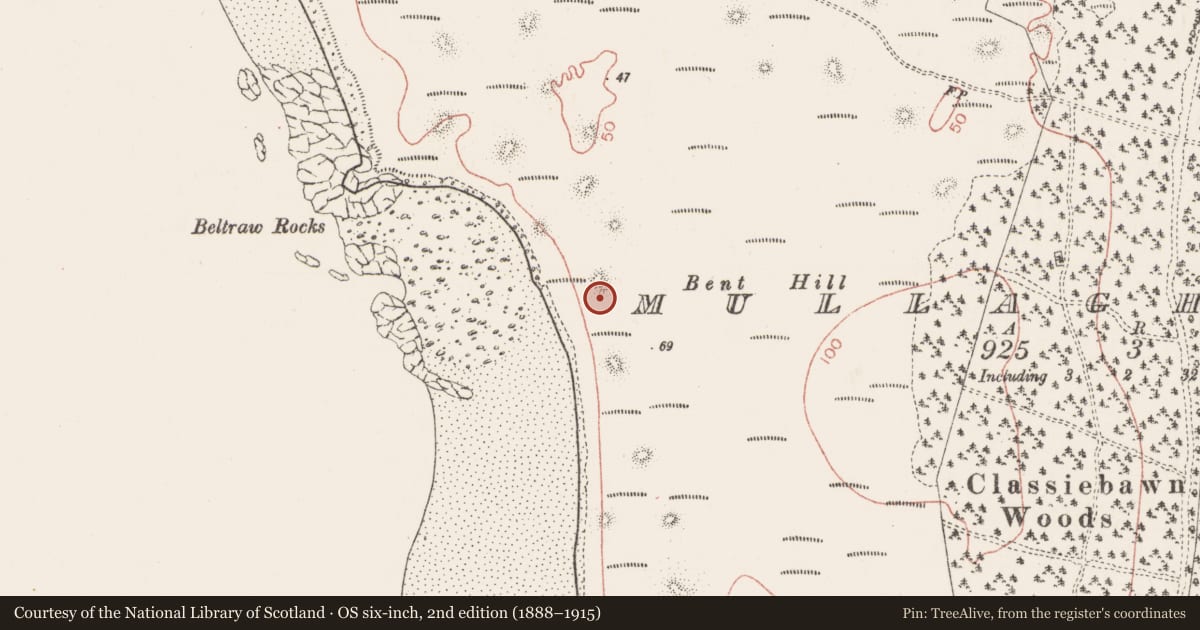 Ordnance Survey six-inch map, 2nd edition (1888–1915) covering the location of Midden, Mullaghmore, County Sligo, with a pin at the register's coordinates