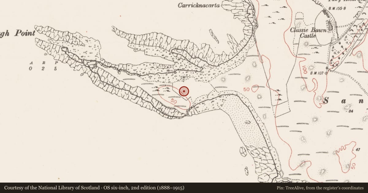 Ordnance Survey six-inch map, 2nd edition (1888–1915) covering the location of Promontory fort - coastal, Mullaghmore, County Sligo, with a pin at the register's coordinates