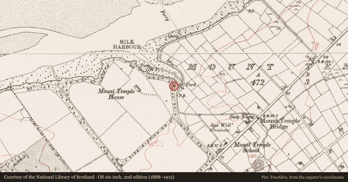Ordnance Survey six-inch map, 2nd edition (1888–1915) covering the location of Barrow - bowl-barrow, Mount Temple, County Sligo, with a pin at the register's coordinates