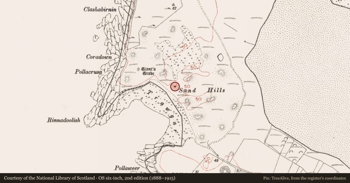 Ordnance Survey six-inch map, 2nd edition (1888–1915) covering the location of Midden, Streedagh, County Sligo, with a pin at the register's coordinates